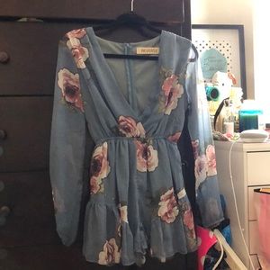 Blue floral romper worn once!!